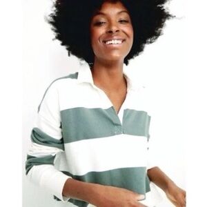 Aerie Long Sleeve Cropped Polo Shirt